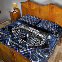 Aotearoa Tuwharetoa Quilt Bed Set Maori Tribal Navy Paua Shell Pattern DT05 - Polynesian Pride