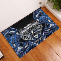 Aotearoa Tuwharetoa Rubber Doormat Maori Tribal Navy Paua Shell Pattern DT05 - Polynesian Pride
