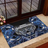 Aotearoa Tuwharetoa Rubber Doormat Maori Tribal Navy Paua Shell Pattern DT05 - Polynesian Pride