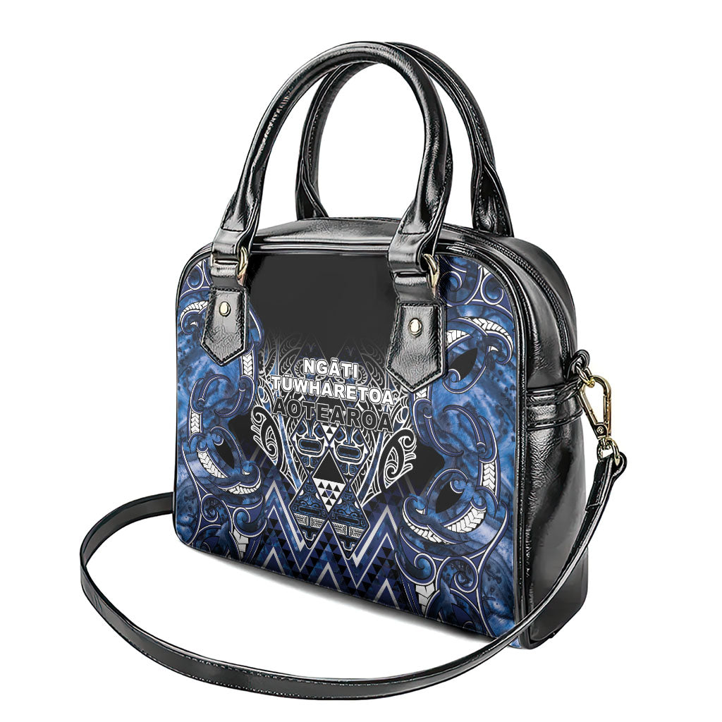 Aotearoa Tuwharetoa Shoulder Handbag Maori Tribal Navy Paua Shell Pattern DT05 - Polynesian Pride