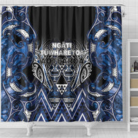 Aotearoa Tuwharetoa Shower Curtain Maori Tribal Navy Paua Shell Pattern DT05 - Polynesian Pride