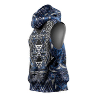 Aotearoa Tuwharetoa Sleeveless Hoodie Maori Tribal Navy Paua Shell Pattern DT05 - Polynesian Pride