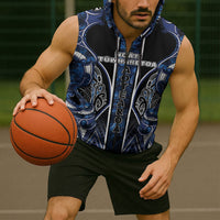 Aotearoa Tuwharetoa Sleeveless Zip Hoodie Maori Tribal Navy Paua Shell Pattern DT05 - Polynesian Pride