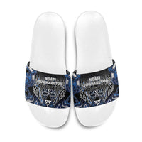 Aotearoa Tuwharetoa Slide Sandals Maori Tribal Navy Paua Shell Pattern DT05 Navy - Polynesian Pride