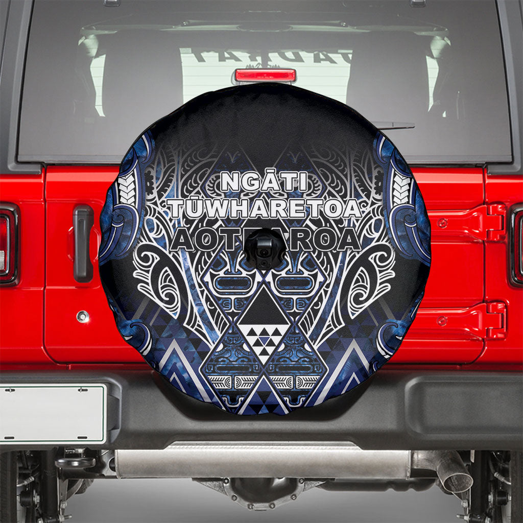Aotearoa Tuwharetoa Spare Tire Cover Maori Tribal Navy Paua Shell Pattern DT05 - Polynesian Pride