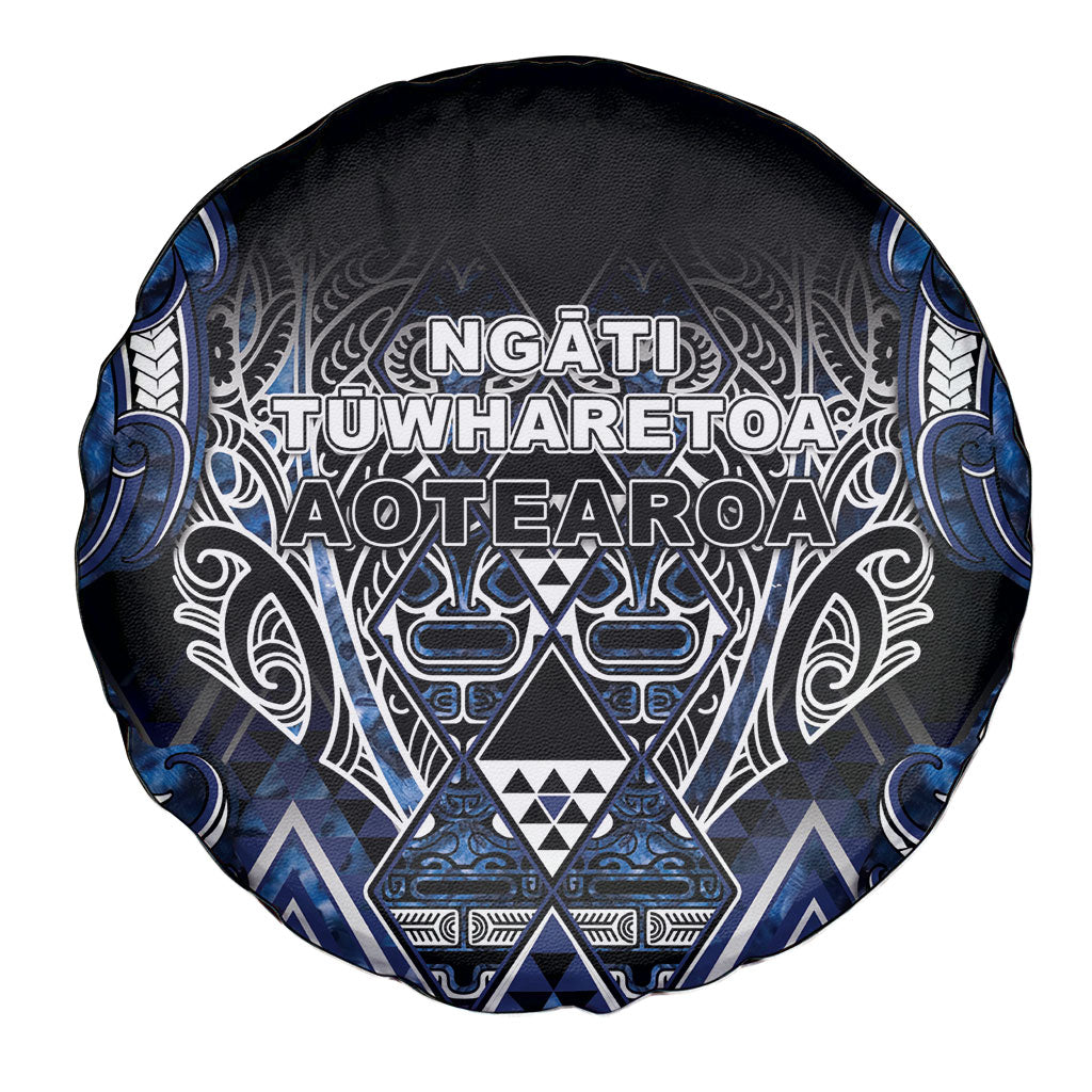 Aotearoa Tuwharetoa Spare Tire Cover Maori Tribal Navy Paua Shell Pattern DT05 - Polynesian Pride