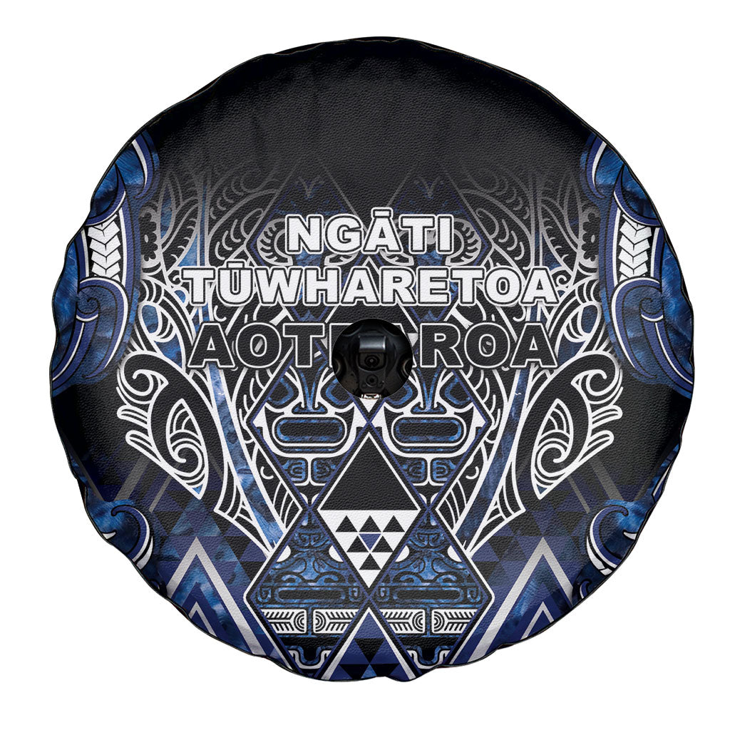 Aotearoa Tuwharetoa Spare Tire Cover Maori Tribal Navy Paua Shell Pattern DT05 - Polynesian Pride