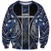 Aotearoa Tuwharetoa Sweatshirt Maori Tribal Navy Paua Shell Pattern DT05 Unisex Navy - Polynesian Pride