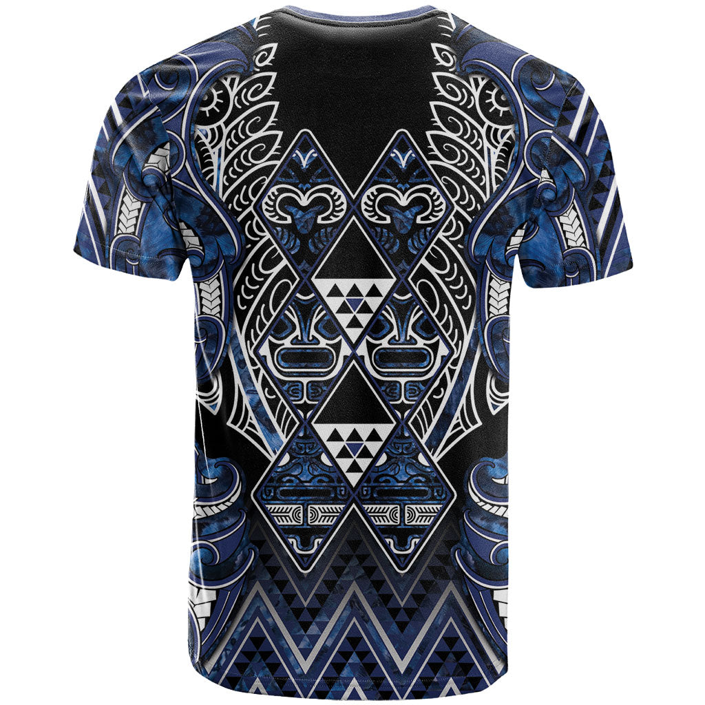 Aotearoa Tuwharetoa T Shirt Maori Tribal Navy Paua Shell Pattern DT05 - Polynesian Pride