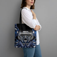 Aotearoa Tuwharetoa Tote Bag Maori Tribal Navy Paua Shell Pattern DT05 - Polynesian Pride