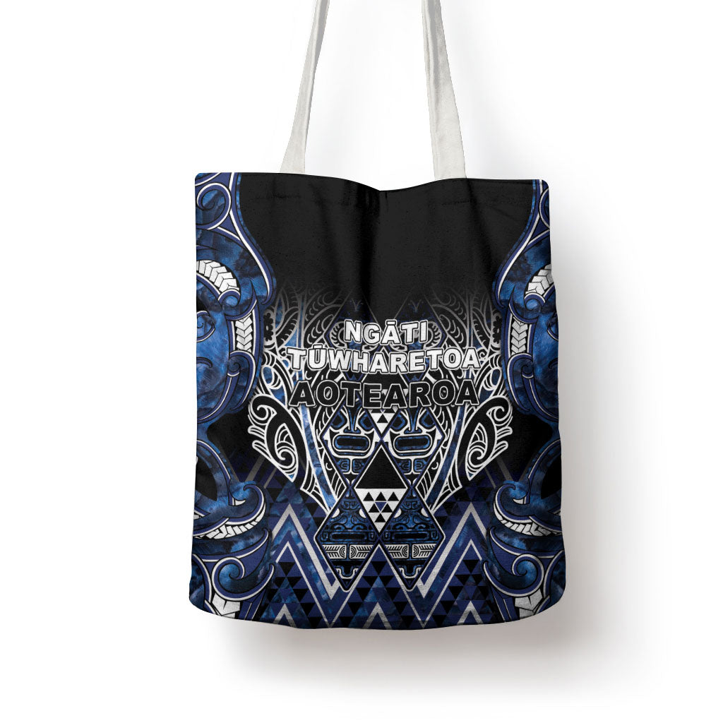 Aotearoa Tuwharetoa Tote Bag Maori Tribal Navy Paua Shell Pattern DT05 - Polynesian Pride