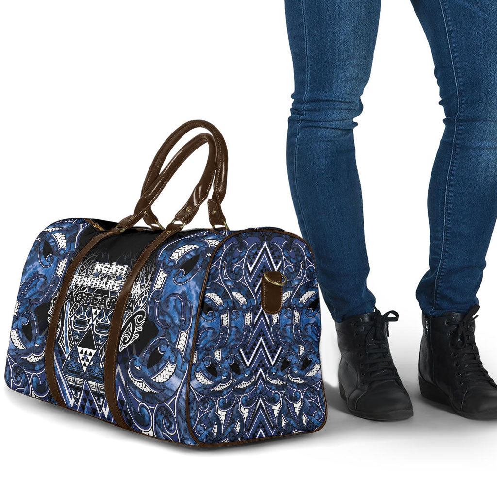 Aotearoa Tuwharetoa Travel Bag Maori Tribal Navy Paua Shell Pattern DT05 - Polynesian Pride
