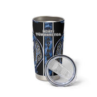 Aotearoa Tuwharetoa Tumbler Cup Maori Tribal Navy Paua Shell Pattern DT05 - Polynesian Pride