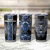 Aotearoa Tuwharetoa Tumbler Cup Maori Tribal Navy Paua Shell Pattern DT05 - Polynesian Pride