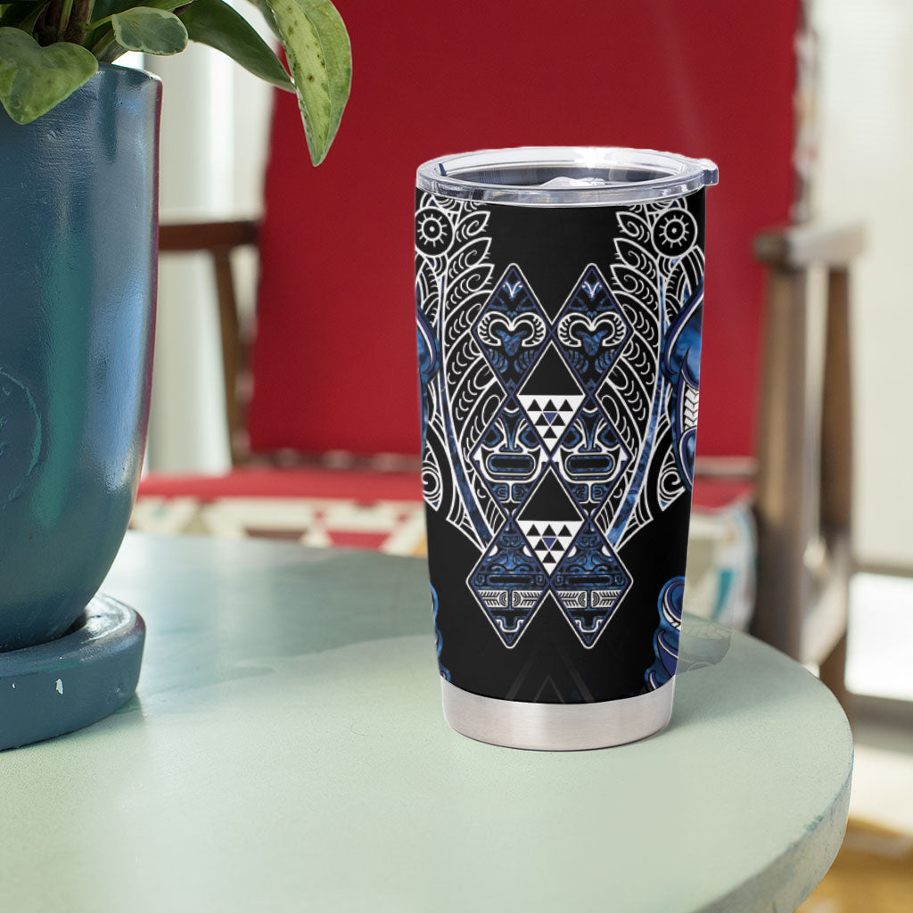 Aotearoa Tuwharetoa Tumbler Cup Maori Tribal Navy Paua Shell Pattern DT05 - Polynesian Pride