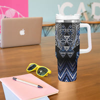 Aotearoa Tuwharetoa Tumbler With Handle Maori Tribal Navy Paua Shell Pattern DT05 - Polynesian Pride