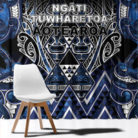 Aotearoa Tuwharetoa Window Curtain Maori Tribal Navy Paua Shell Pattern DT05 - Polynesian Pride