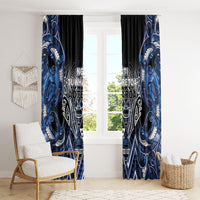 Aotearoa Tuwharetoa Window Curtain Maori Tribal Navy Paua Shell Pattern DT05 - Polynesian Pride