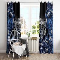 Aotearoa Tuwharetoa Window Curtain Maori Tribal Navy Paua Shell Pattern DT05 - Polynesian Pride