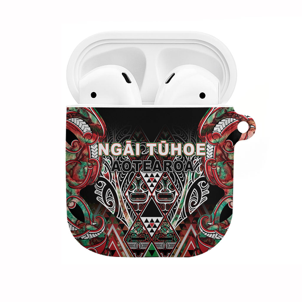 Aotearoa Ngai Tuhoe AirPods Case Maori Tribal Red And Green Paua Shell Pattern DT05 Red - Polynesian Pride