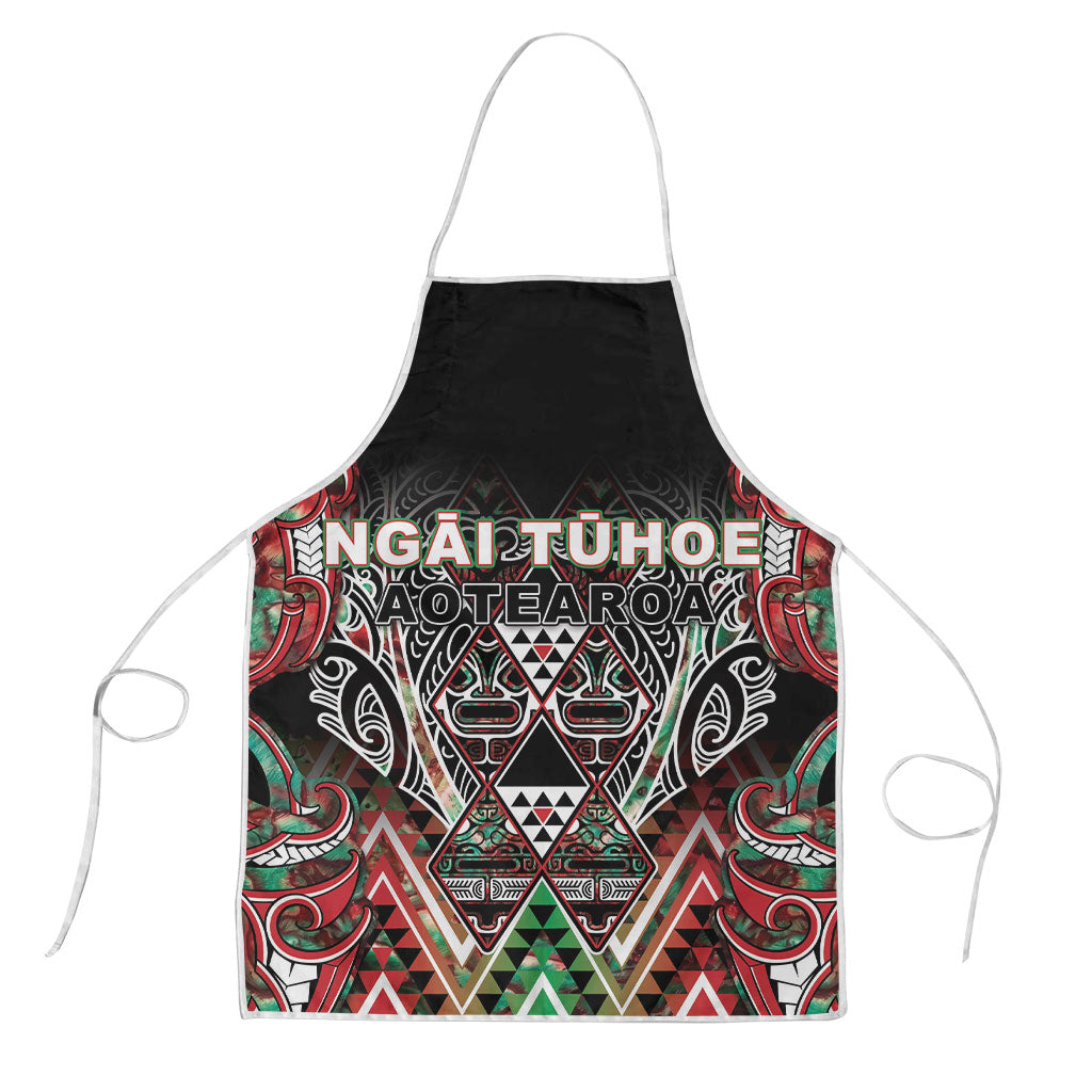 Aotearoa Ngai Tuhoe Apron Maori Tribal Red And Green Paua Shell Pattern