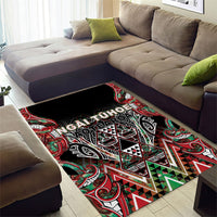 Aotearoa Ngai Tuhoe Area Rug Maori Tribal Red And Green Paua Shell Pattern DT05 - Polynesian Pride