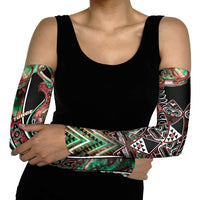 Aotearoa Ngai Tuhoe Arm Sleeves Maori Tribal Red And Green Paua Shell Pattern DT05 - Polynesian Pride