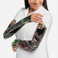 Aotearoa Ngai Tuhoe Arm Sleeves Maori Tribal Red And Green Paua Shell Pattern DT05 - Polynesian Pride