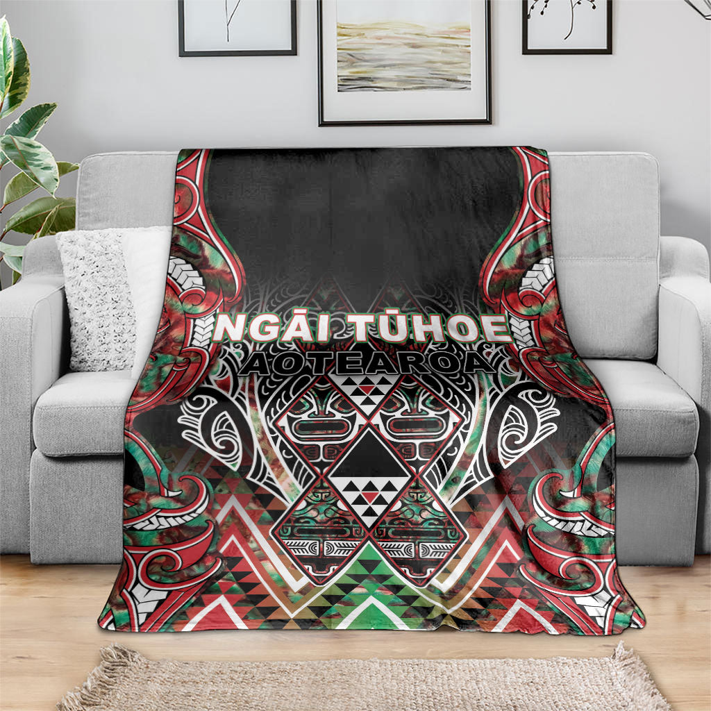 Aotearoa Ngai Tuhoe Blanket Maori Tribal Red And Green Paua Shell Pattern DT05 - Polynesian Pride
