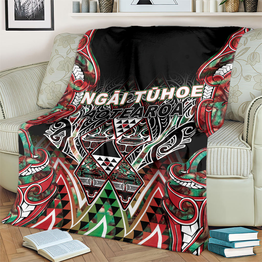 Aotearoa Ngai Tuhoe Blanket Maori Tribal Red And Green Paua Shell Pattern DT05 - Polynesian Pride