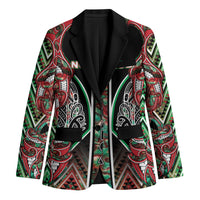 Aotearoa Ngai Tuhoe Blazer Maori Tribal Red And Green Paua Shell Pattern DT05 Unisex Red - Polynesian Pride