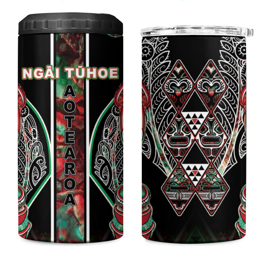 Aotearoa Ngai Tuhoe 4 in 1 Can Cooler Tumbler Maori Tribal Red And Green Paua Shell Pattern DT05 One Size: 16 oz Red - Polynesian Pride