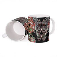 Aotearoa Ngai Tuhoe Ceramic Mug Maori Tribal Red And Green Paua Shell Pattern DT05 - Polynesian Pride