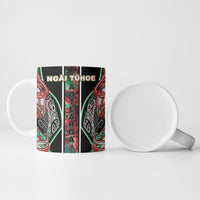 Aotearoa Ngai Tuhoe Ceramic Mug Maori Tribal Red And Green Paua Shell Pattern DT05 - Polynesian Pride