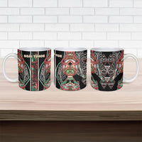 Aotearoa Ngai Tuhoe Ceramic Mug Maori Tribal Red And Green Paua Shell Pattern DT05 - Polynesian Pride