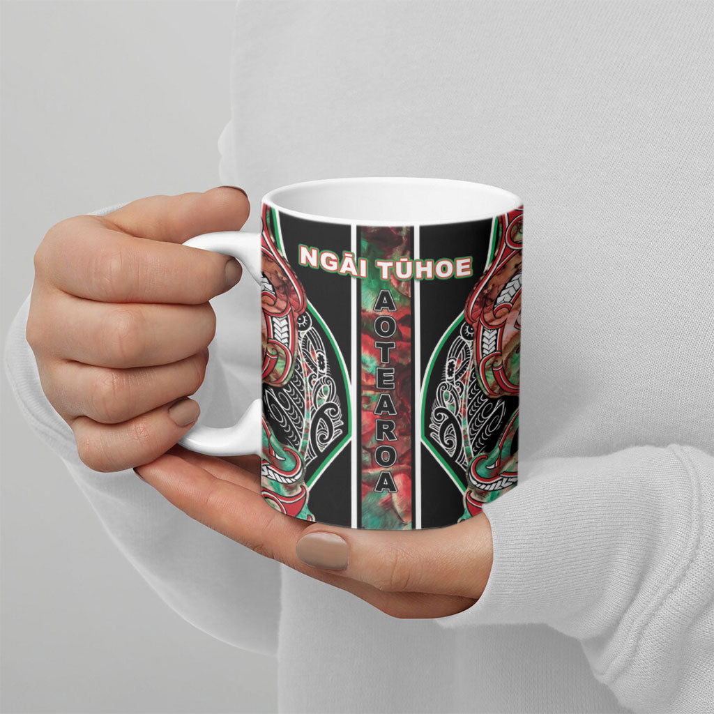 Aotearoa Ngai Tuhoe Ceramic Mug Maori Tribal Red And Green Paua Shell Pattern DT05 - Polynesian Pride