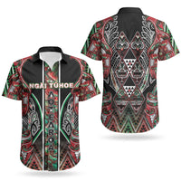 Aotearoa Ngai Tuhoe Couples Matching Tank Maxi Dress and Hawaiian Shirt Maori Tribal Red And Green Paua Shell Pattern DT05 - Polynesian Pride