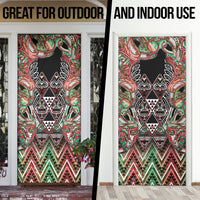 Aotearoa Ngai Tuhoe Door Cover Maori Tribal Red And Green Paua Shell Pattern DT05 - Polynesian Pride