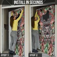 Aotearoa Ngai Tuhoe Door Cover Maori Tribal Red And Green Paua Shell Pattern DT05 - Polynesian Pride