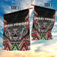 Aotearoa Ngai Tuhoe Garden Flag Maori Tribal Red And Green Paua Shell Pattern DT05 - Polynesian Pride
