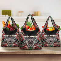 Aotearoa Ngai Tuhoe Grocery Bag Maori Tribal Red And Green Paua Shell Pattern DT05 3-pack One Size Red - Polynesian Pride