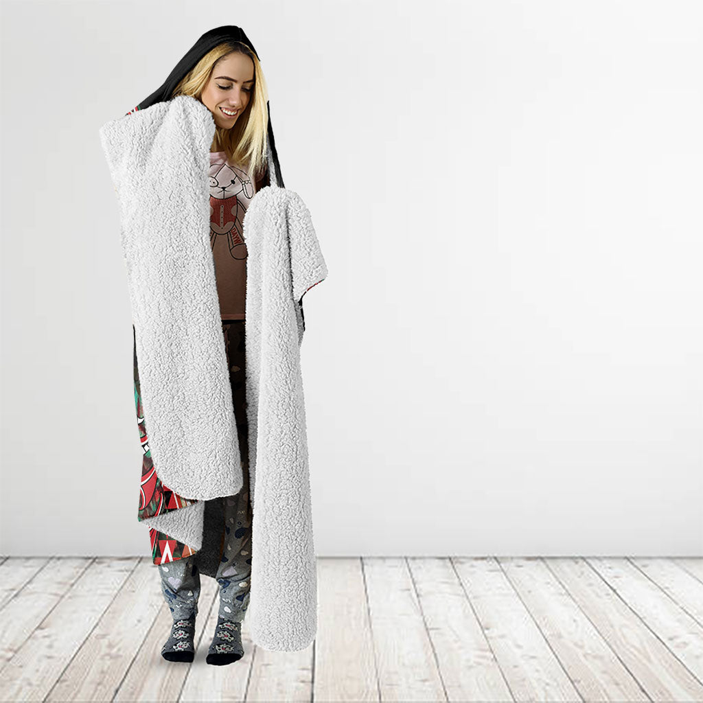 Aotearoa Ngai Tuhoe Hooded Blanket Maori Tribal Red And Green Paua Shell Pattern DT05 - Polynesian Pride