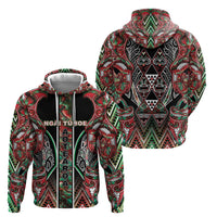 Aotearoa Ngai Tuhoe Hoodie Maori Tribal Red And Green Paua Shell Pattern DT05 - Polynesian Pride