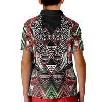 Aotearoa Ngai Tuhoe Kid Polo Shirt Maori Tribal Red And Green Paua Shell Pattern DT05 - Polynesian Pride