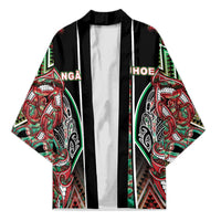 Aotearoa Ngai Tuhoe Kimono Maori Tribal Red And Green Paua Shell Pattern DT05 Unisex Red - Polynesian Pride