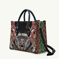 Aotearoa Ngai Tuhoe Leather Bag Maori Tribal Red And Green Paua Shell Pattern DT05 Red - Polynesian Pride