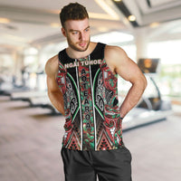Aotearoa Ngai Tuhoe Men Tank Top Maori Tribal Red And Green Paua Shell Pattern DT05 Red - Polynesian Pride