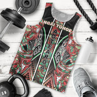 Aotearoa Ngai Tuhoe Men Tank Top Maori Tribal Red And Green Paua Shell Pattern DT05 - Polynesian Pride