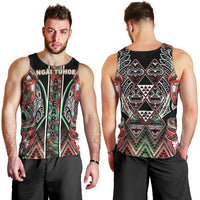 Aotearoa Ngai Tuhoe Men Tank Top Maori Tribal Red And Green Paua Shell Pattern DT05 - Polynesian Pride
