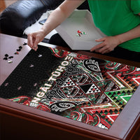 Aotearoa Ngai Tuhoe Puzzle Maori Tribal Red And Green Paua Shell Pattern DT05 - Polynesian Pride